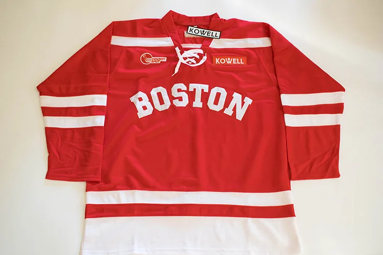 Kowell пользовательские Красный сшитые буквы Бостон Хоккей Джерси с вашим