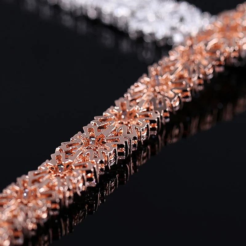 Сверкающие Камни CZ браслеты для женщин кубический цирконий кластер цветок