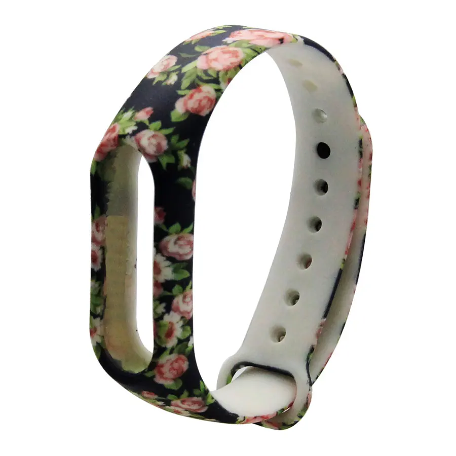 Камуфляжный ремешок для Mi Band 2, 3, 4, браслет Miband 2, 3, 4, сменный ремешок, смарт-браслет, аксессуары для Miband 3, 4 - Цвет: DarkBlueFlower