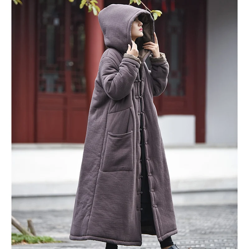 Женское хлопковое пальто длинное толстое Стеганое в стиле ретро винтажная