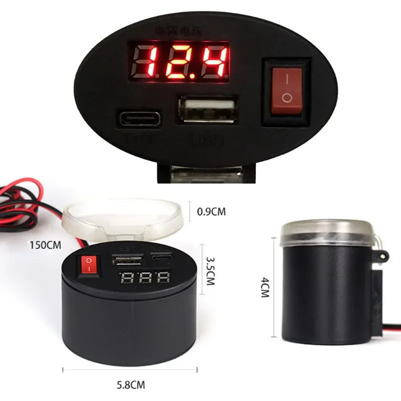 Универсальный Водонепроницаемый 12 V-24 V мотоцикл QC 3 0 Тип usb C PD быстрая Зарядное