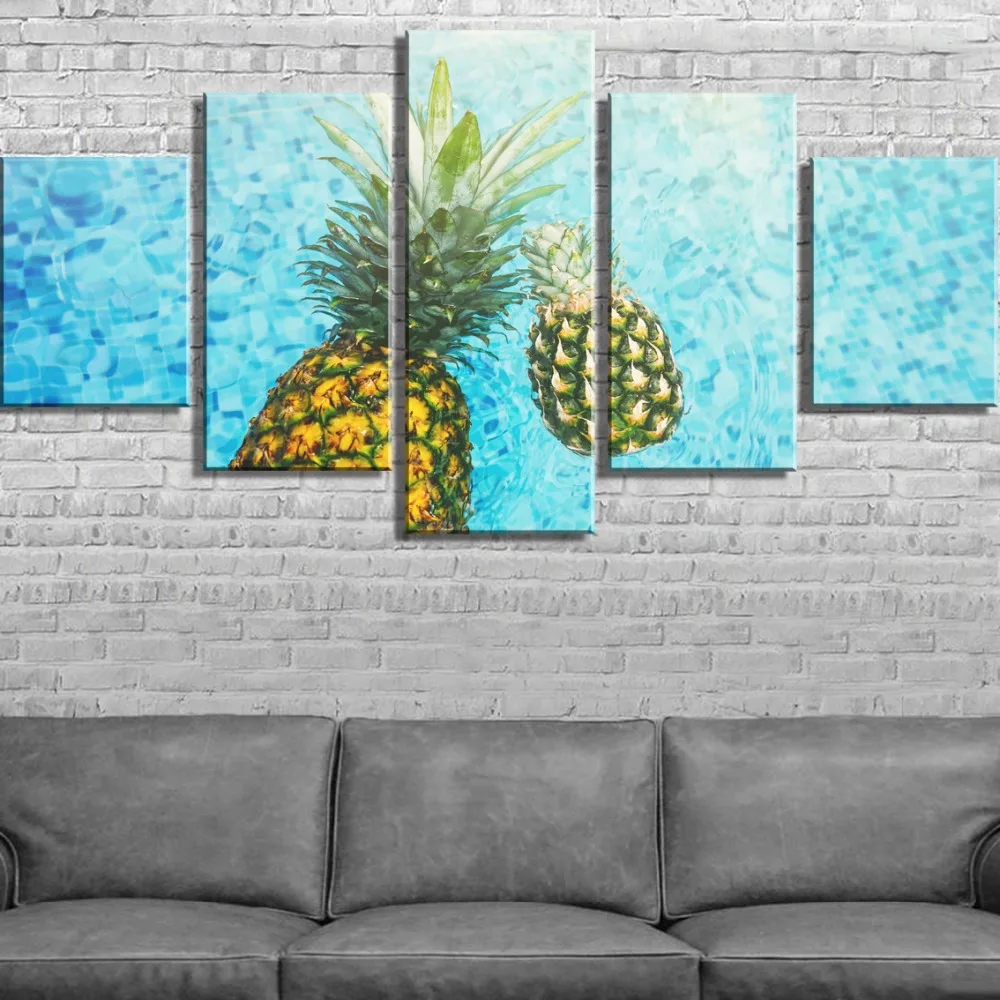 5 шт. HD печати воды ананасы фрукты плакат Куадрос Картины на Модульная картина для
