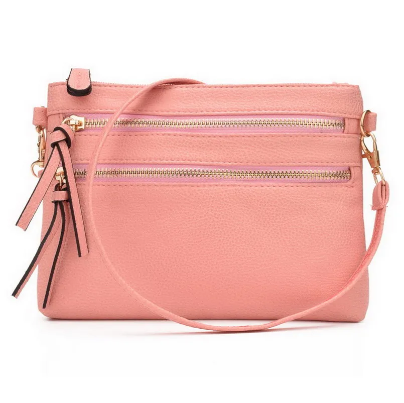 Розовый JIARUO мода мульти карман на молнии для женщин небольшой мини плеча Crossbody сумка женская сумка сумки сумка для мобильного телефона - Цвет: Розовый