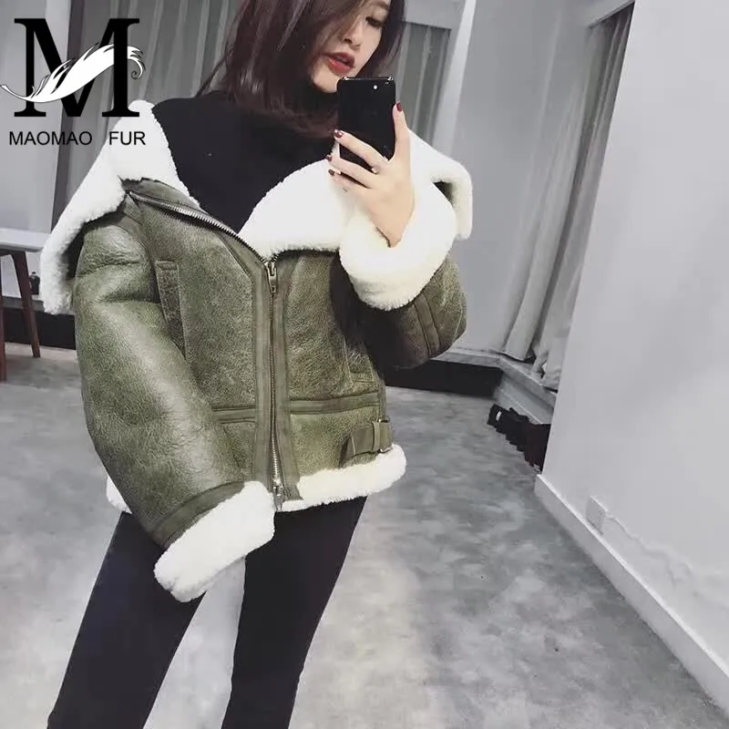 Для женщин овчины зимняя куртка Женский пояса из натуральной кожи Верхняя одежда