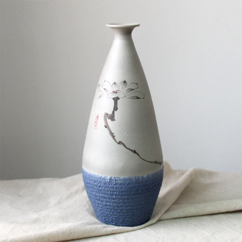 Набор керамических фарфоровых настольных ВАЗ (3 шт.) с ручной росписью лотоса в