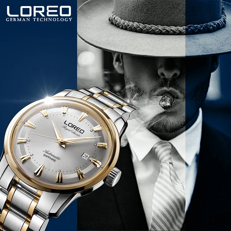 Loreo высокого качества подлинные часы Мужские автоматические механические