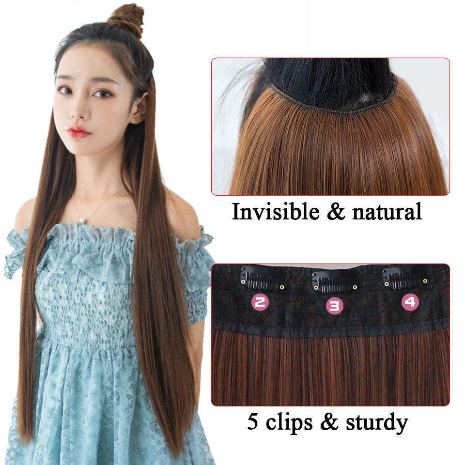 Длинные прямые волосы MEIFAN на заколках для наращивания высокотемпературное