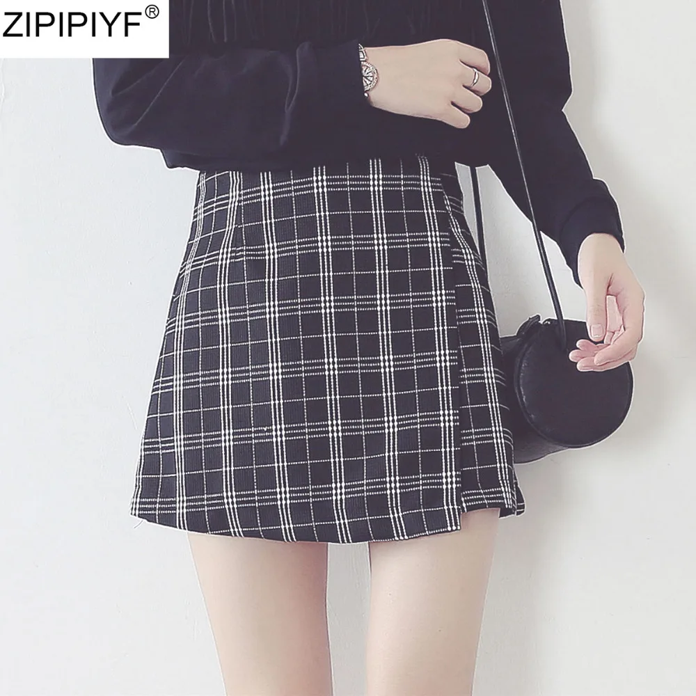 2018 новые летние женские Юбки формы А Для женщин плед тонкий новый Корейский моды