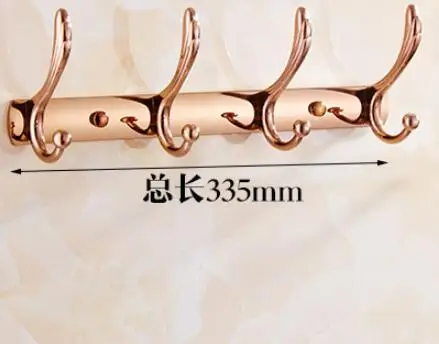 4 hooks rose gold Настенная Золотая/хромированная/Розовая Золотая одежда шляпа крючок ряд винтажный крючок для одежды для ванной комнаты Набор оборудования для ванной вешалка для кухни - Цвет: 4 hooks rose gold