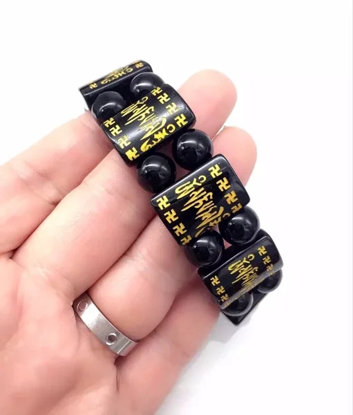 Дропшиппинг Тибетский буддистский молитвенный бусины вырезать обсидиановый