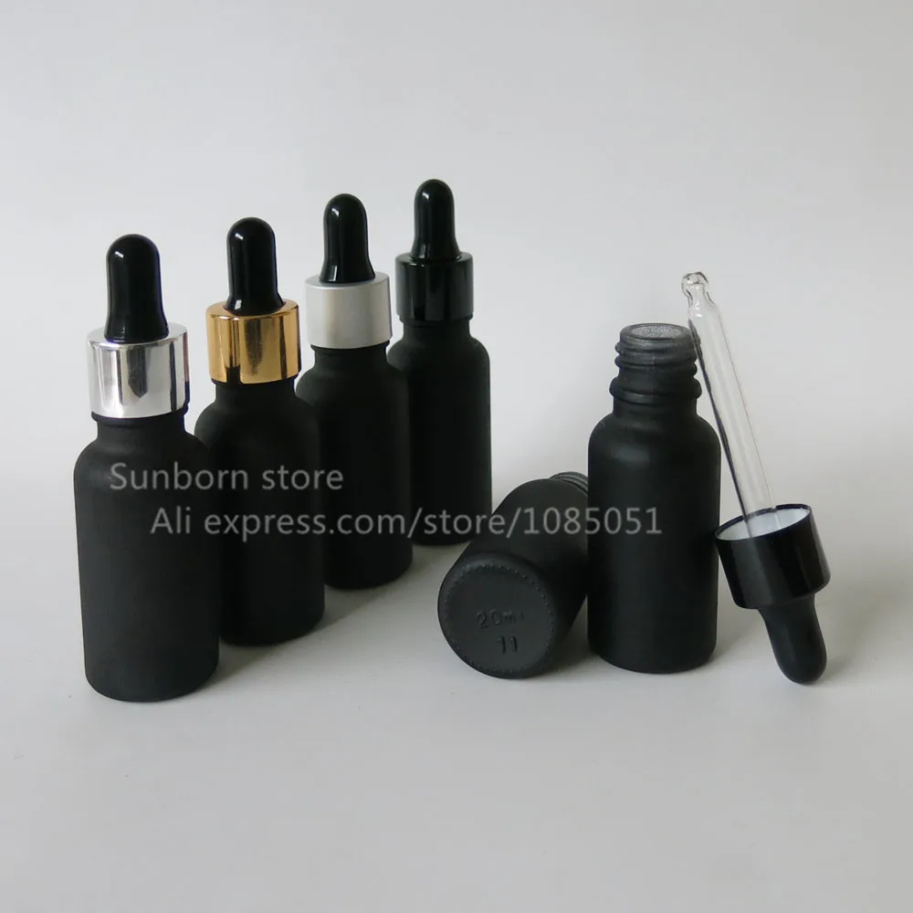 Матовый черный стеклянный флакон капельница 10 шт./лот 20 мл для жидкости
