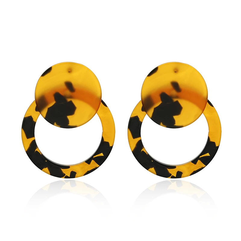 

Personality 2019 Round Large Long Acrylic Acetate Drop Earrings For Women Rectangle Tortoiseshell Earring Za Jewelry
