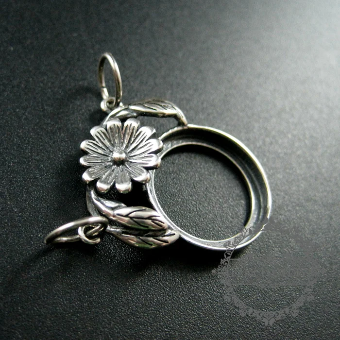 16 мм размер оправы Круглый винтажный старинный стиль твердый серебряный с