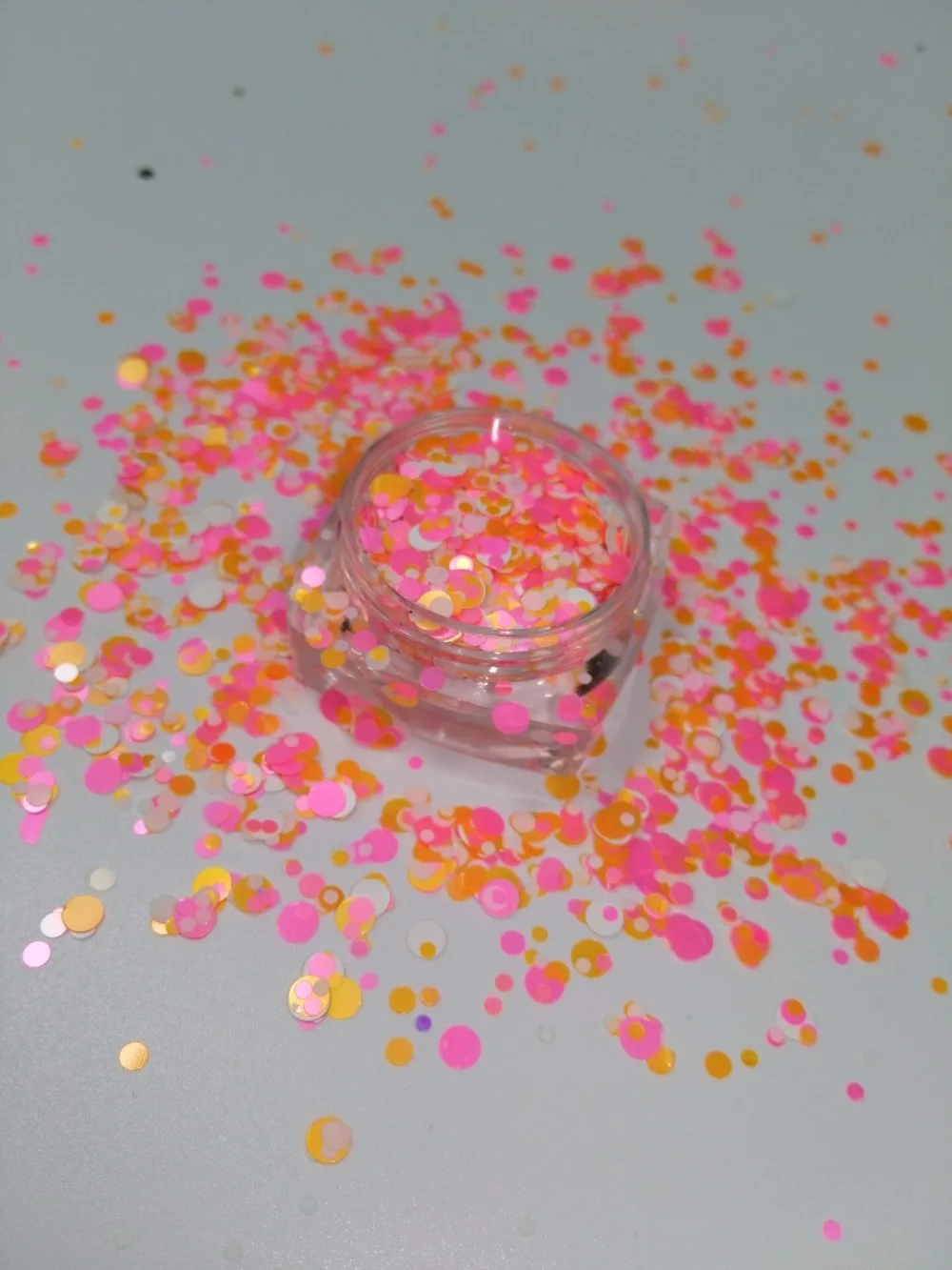 

YM-004 1/2/3mm Mixed Summer rainbow Round Dot Spangle shape glitter Flake cosmetic powder for nail Gel polish-50g/200gbag