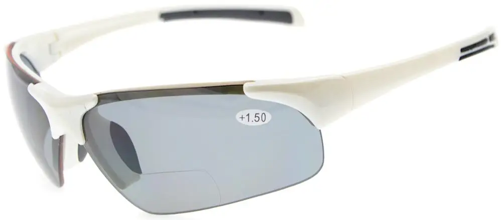 TH6186 бифокальный Eyekepper TR90 небьющиеся спортивные Полуободковые бифокальные Солнцезащитные очки+ 1,0/+ 1,5/+ 2,0/+ 2,5/+ 3,0/ - Цвет оправы: White Frame
