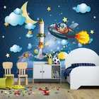3d Papel де parede Космос Вселенная дирижабль 3d мультфильм обои фрески для стены в детской комнате Стикеры 3d фото настенной бумаги