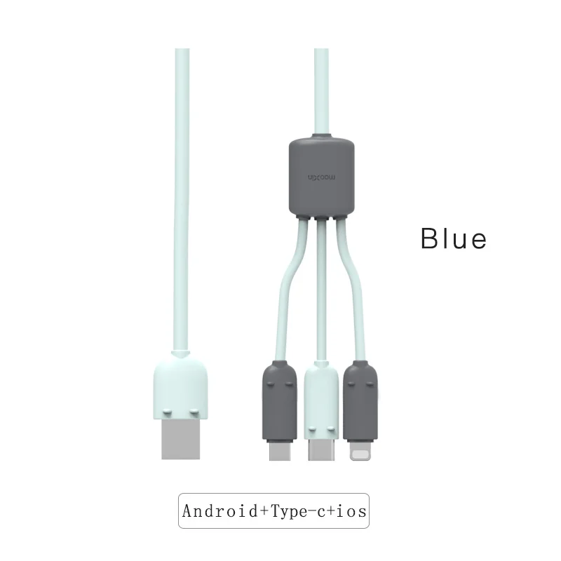 Maoxin 3 в 1 СВЕТОДИОДНЫЙ модуль панели управления 5pin type c usb c micro usb розовый Легкий кабель для Android iPhone samsung huawei Xiaomi - Цвет: Blue