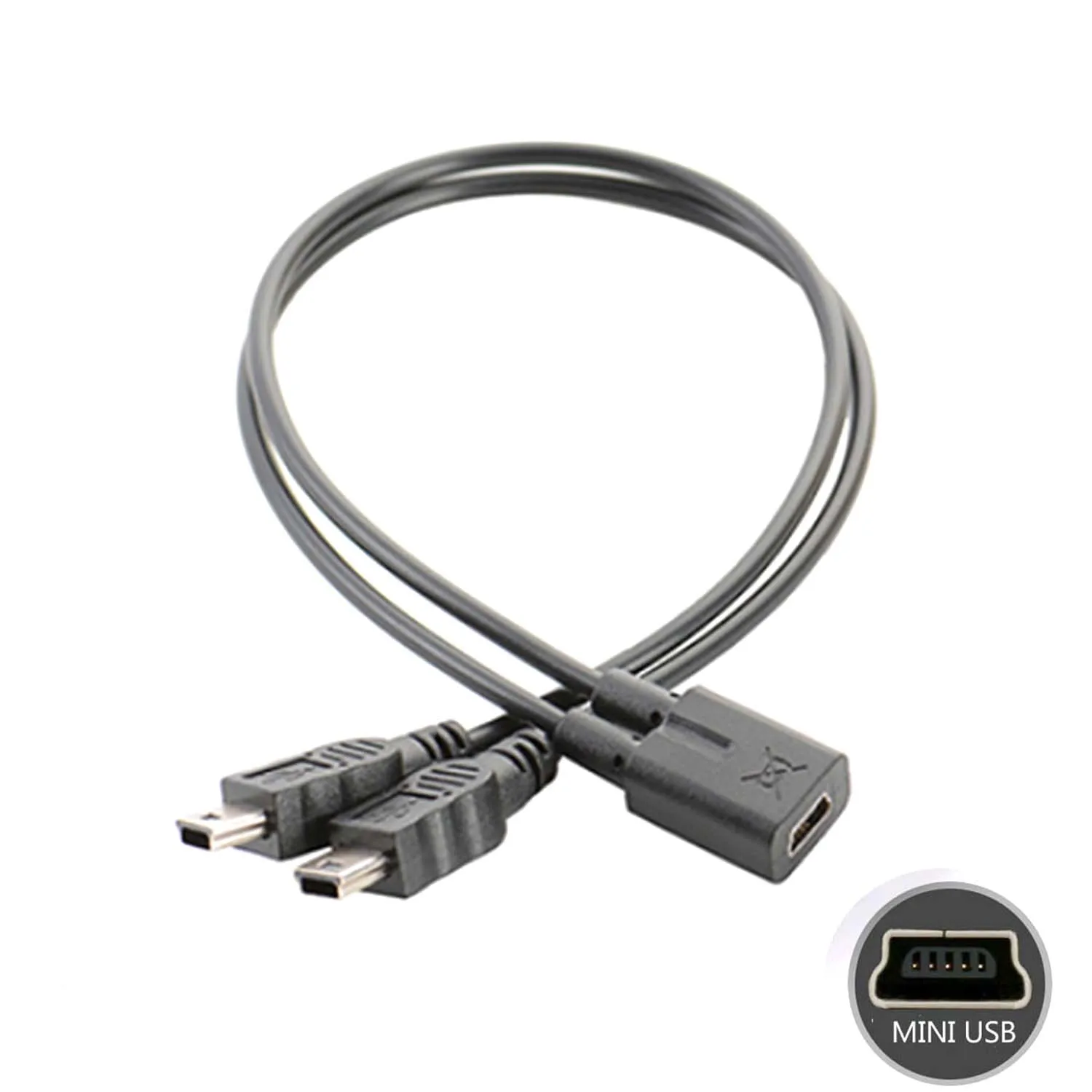 Мини-usb женский двойной 2х сплиттер папа-папа Y удлинитель зарядного устройства кабель-адаптер для двух gps-телефонов