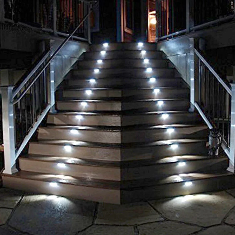 Stair lamps white Домашний светодиодный светильник с датчиком движения на солнечной батарее, Уличный настенный светильник для сада - Цвет: Stair lamps white