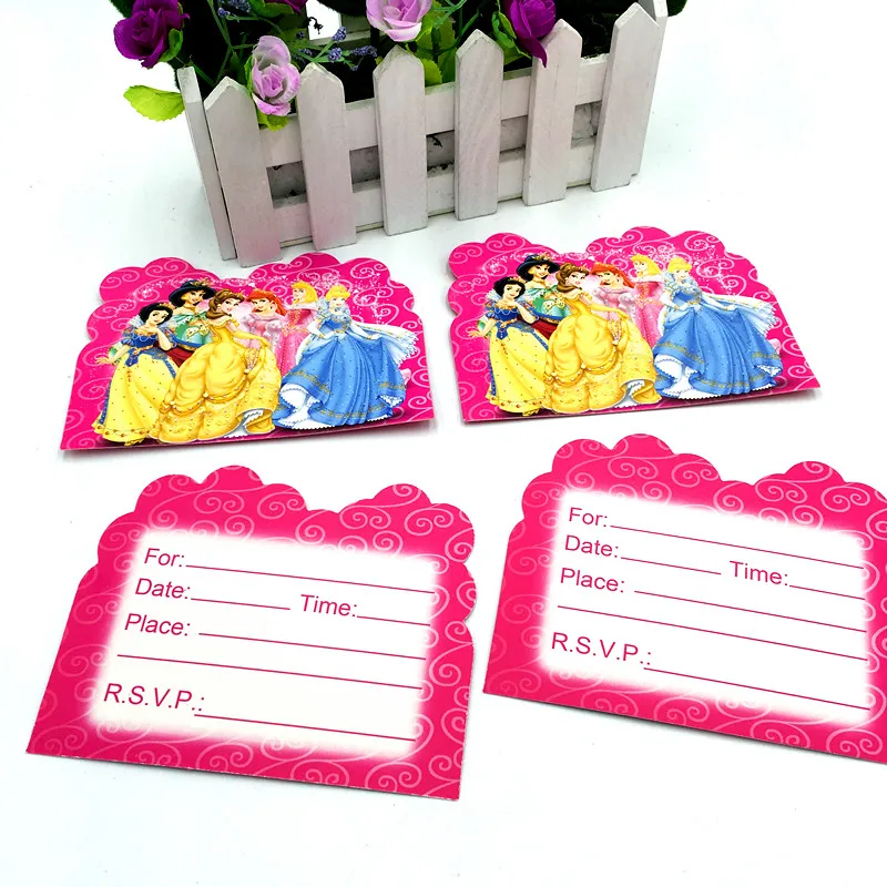 10 шт./лот вечерние Пригласительные открытки принцессы приглашения на день
