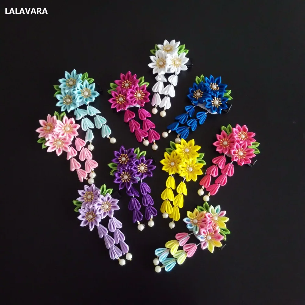LALAVARA 10 шт. японские кимоно заколки kanzashi цветок заколки для волос для женщин детей девочек аксессуары для волос