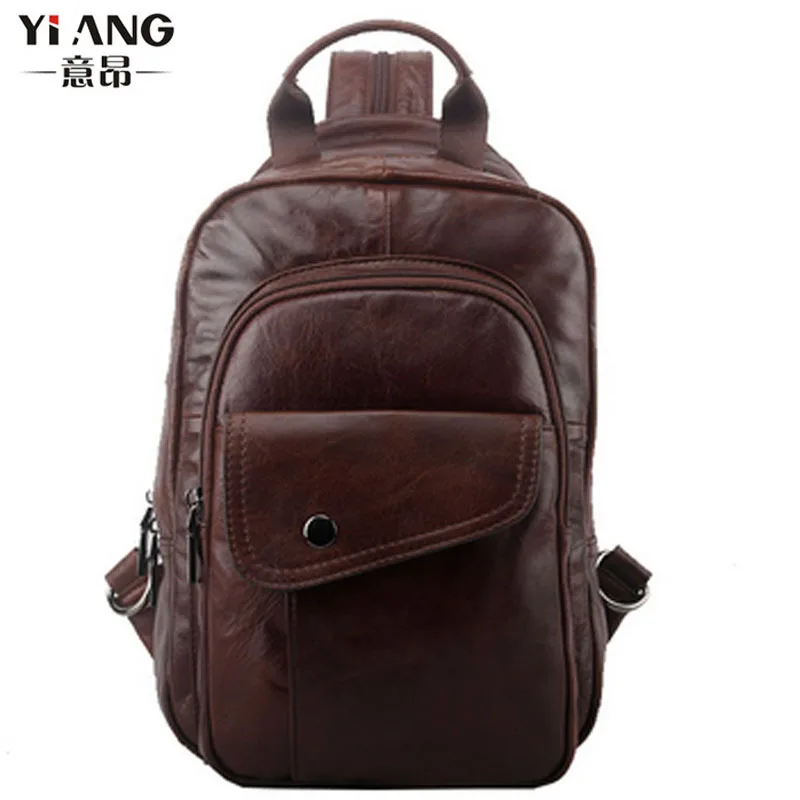 Мужская сумка из натуральной воловьей кожи на грудь сумка-слинг Повседневная для