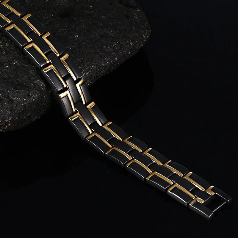 Vnox био-энергии Магнитных Элементов Браслет Для мужчин Jewelry Нержавеющая сталь цепи, регулируемая Длина