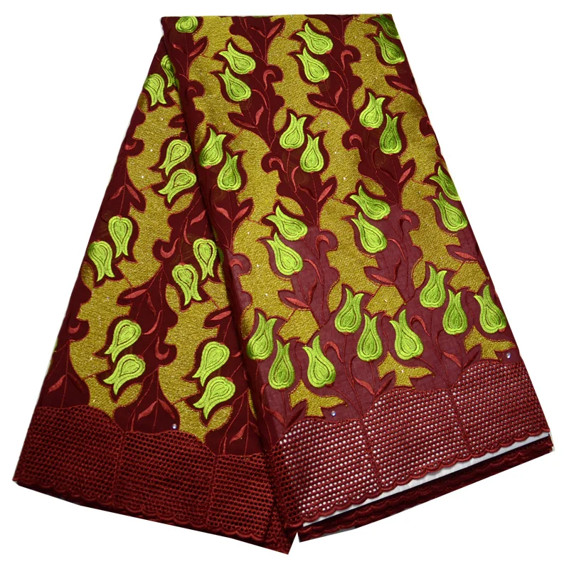 

Бесплатная доставка (5 ярдов/шт.) Мягкая вышитая Африканская Хлопковая кружевная ткань швейцарская кружевная ткань с тюльпанами для платья ...