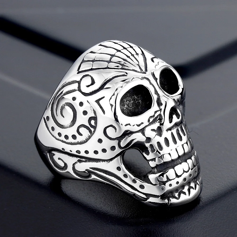 VPK Ретро титановая сталь украшения вампир череп кольцо Рок Панк Личность Мода