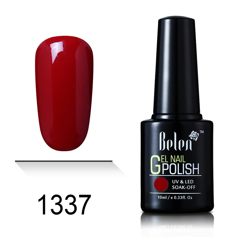 1337 Belen 10 мл чистый цветной Гель-лак для ногтей замочить от лака Lucky праймер штамповка Гибридный лак для ногтей гель Эмаль живопись основа Топ - Цвет: 1337