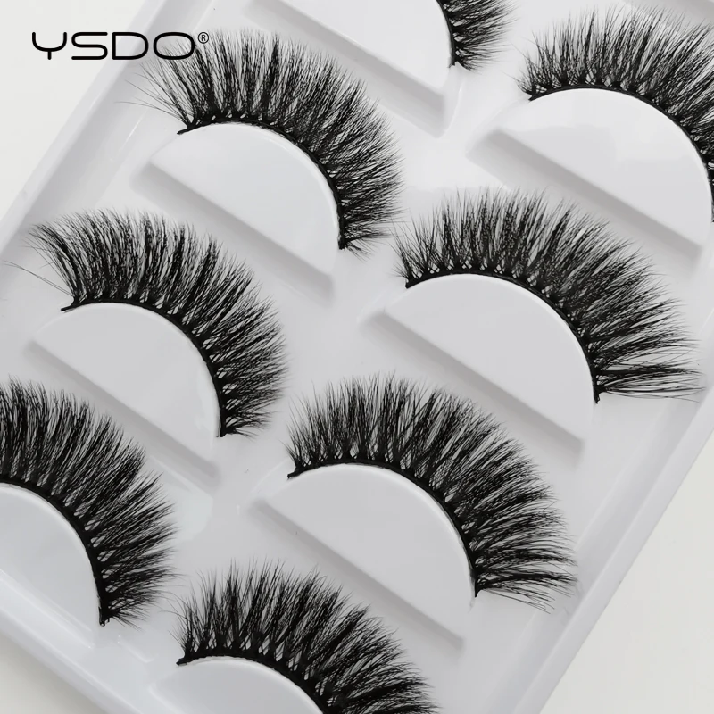 Норковые ресницы YSDO 5 пар накладные для макияжа 3d норковые полоски натуральные