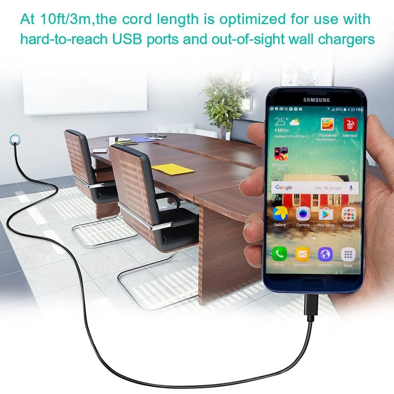 Кабель Micro USB, 10 футов [3 шт] Очень длинный прочный зарядный шнур, кабель для быстрой зарядки для PS4, Android, для samsung S7 J3 J7, xbox