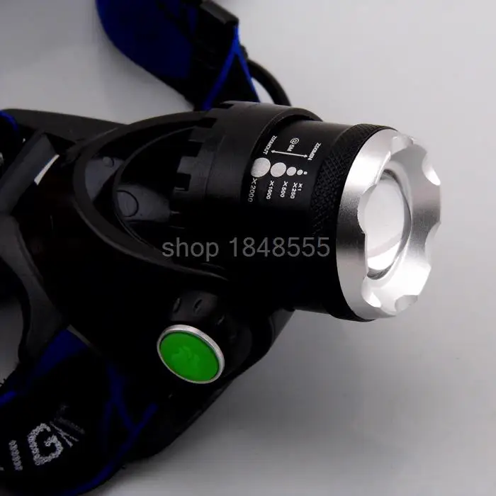 Мощный светодиодный налобный фонарь водонепроницаемый 2000 люмен T6 Xml передняя