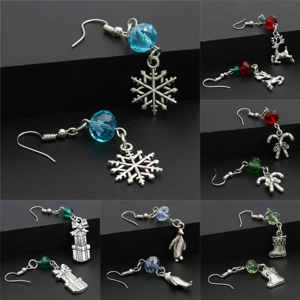 

1 пара, женские рождественские украшения с изображением Санта Клауса, пингвина, снеговика, рождественской елки, серьги для женщин, подарки, Н...