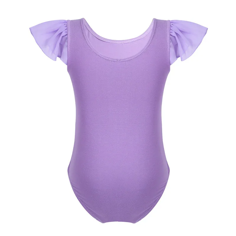 Children's Ballet Dancewear Ruffled Sleeves Cotton Dance Leotard for Girls Kids Gymnastics Bodysuit Stage Performance | Тематическая