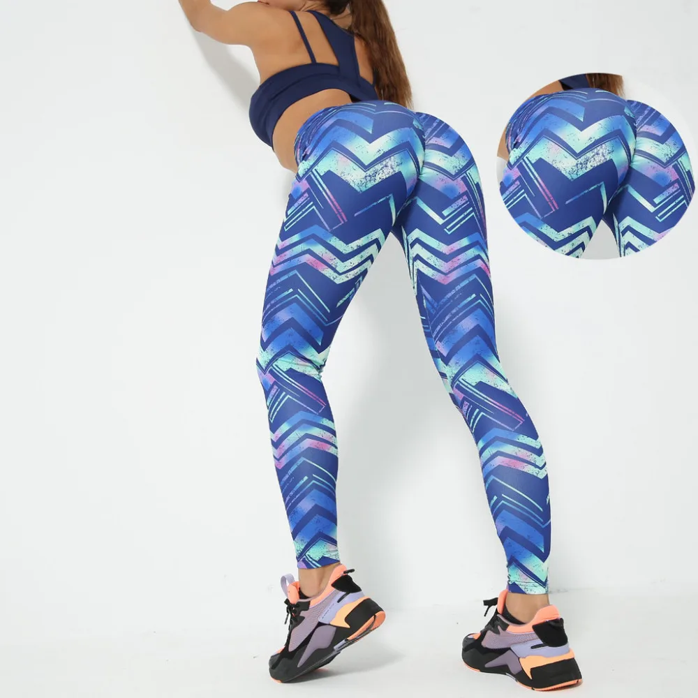 Новинка 2019 женские Леггинсы для йоги неоновые спортивные штаны с 3D графическим
