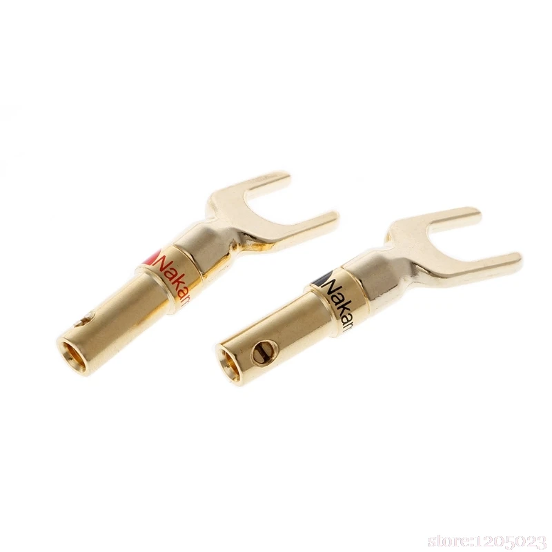 NEW 8 Pcs Brass Gold Plated Y Spade Speaker Plugs Audio Screw Fork Connector Adapter | Обустройство дома