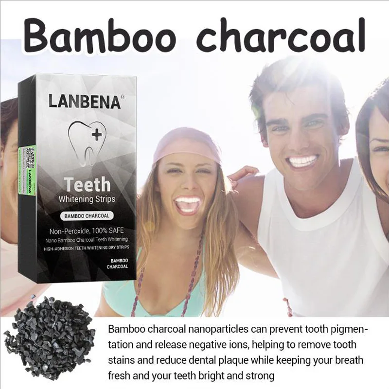 LANBENA отбеливающие полоски для зубов бамбуковый уголь ремонт Высокая адгезия