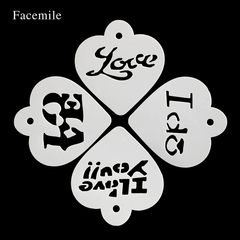 Facemile 4 шт. Валентин люблю тебя сердце Трафареты Cookies плесень Бисквит помадка