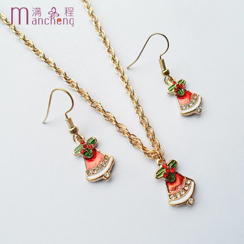 Popcorn Chain Christmas dress pendant necklace sets gold color women earrings girls gift | Украшения и аксессуары