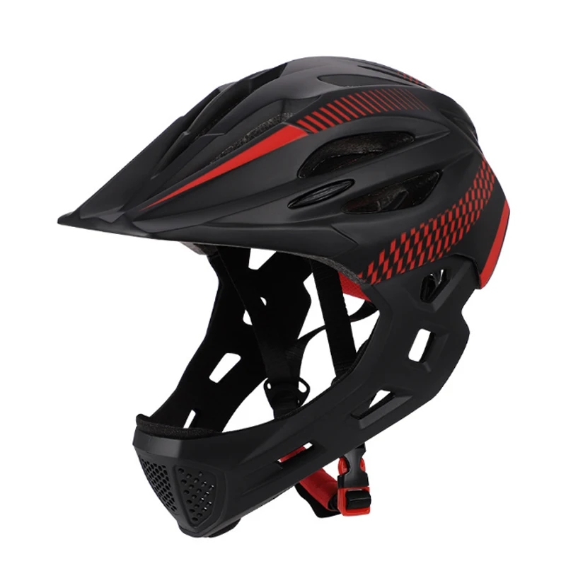 blk red Дети Девочка 3-5 лет съемный подбородок поддержка полное покрытие Mtb велосипед шлем велосипед Велоспорт capacete da bicicleta светодиодный светильник - Цвет: blk red