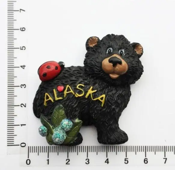 Бургундия Ручная роспись милый медведь Аляска 3D магнит на холодильник сувенир холодильник магнитные наклейки украшение дома - Цвет: Бургундия