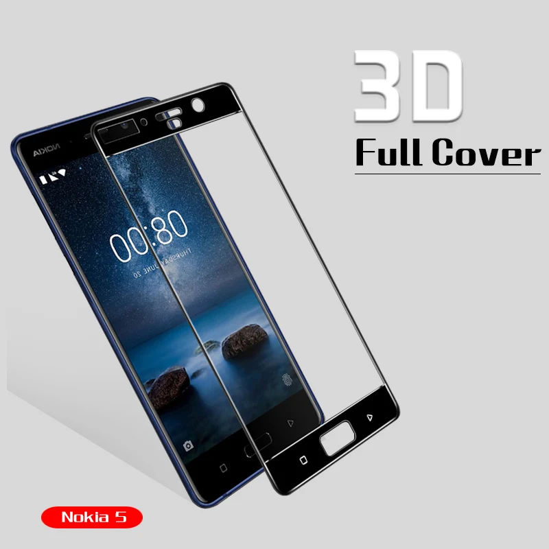 3D изогнутая край Полное покрытие стеклянная пленка для NOKIA 5 TA-1024 TA-1027 TA-1044 TA-1053