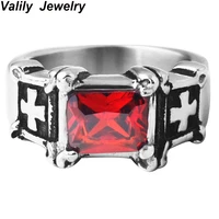 edglifu hot sell ring men rings for women cakes old motorcycle red black stainless steel cross cubic zirconium oxygen