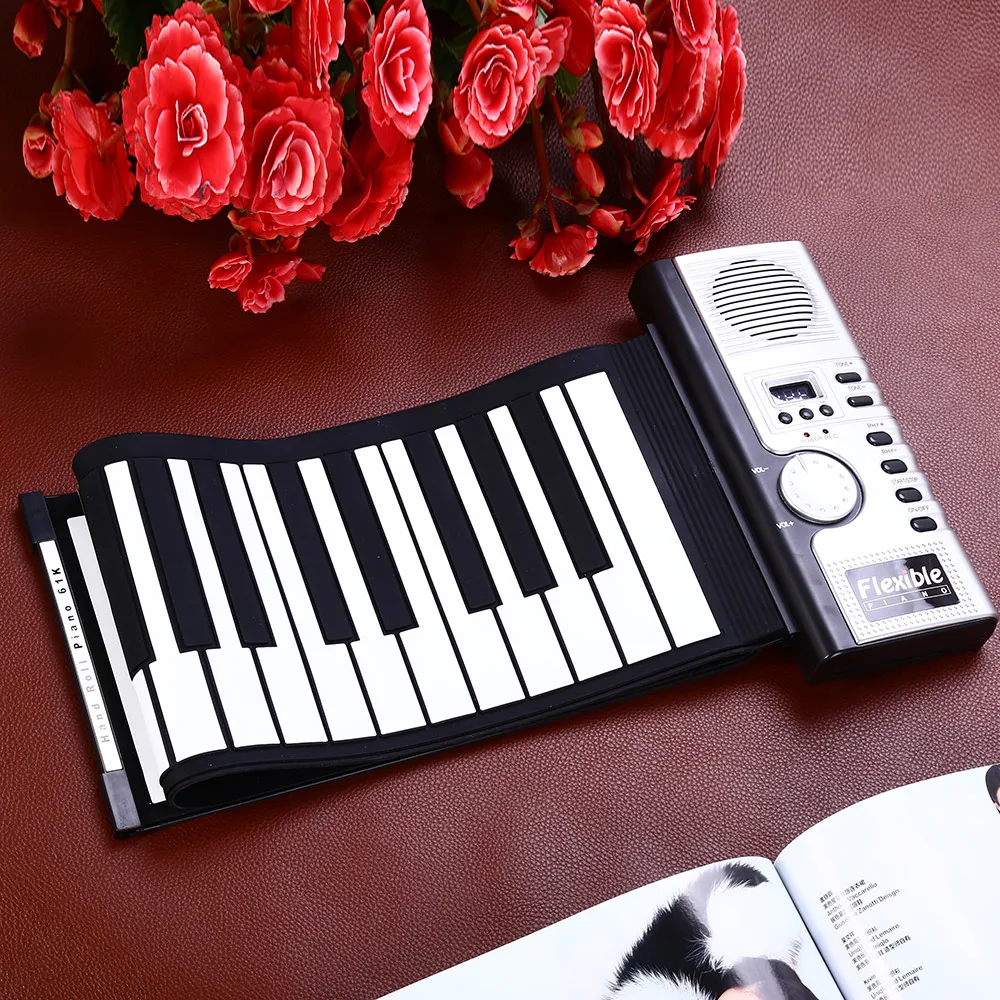 Портативная Гибкая 61 клавиша силиконовая MIDI цифровая мягкая клавиатура пианино