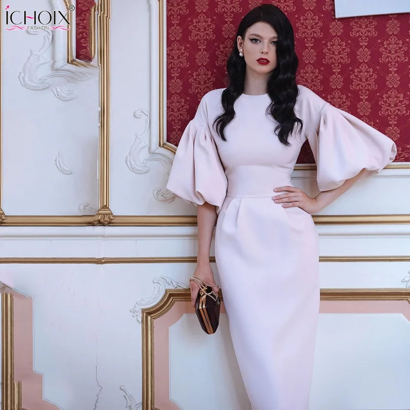 2019 Осень Длинное Платье Женщины Зима Puff Рукав Женский Элегантный Бальное Red Ladies