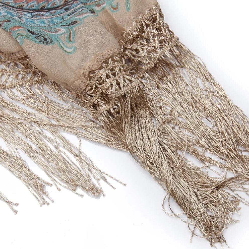 2016 женский богемный кардиган бахрома цветочное шифоновое кимоно свободные