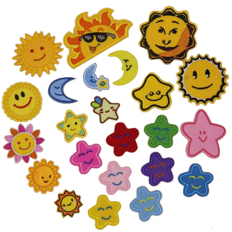 1 шт. луна звезды солнце улыбается аппликация-вышивка ткань аксессуары