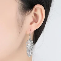 hollow leaf shaped earrings gold silver color crystal nature rhinestone jewelry for women females party accessory best gift