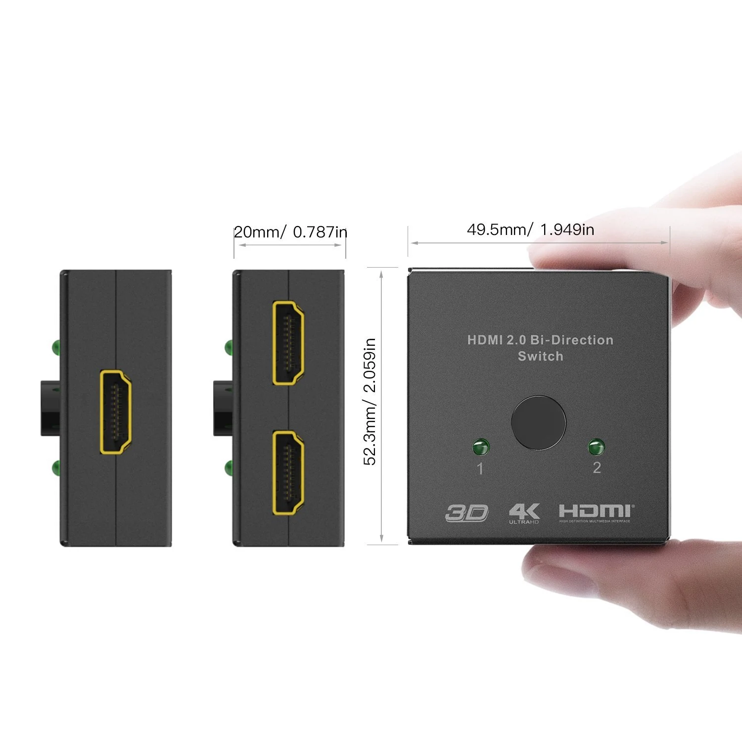 Топ HDMI коммутатор 2 порта двунаправленный ручной переключатель 2x1/1x2